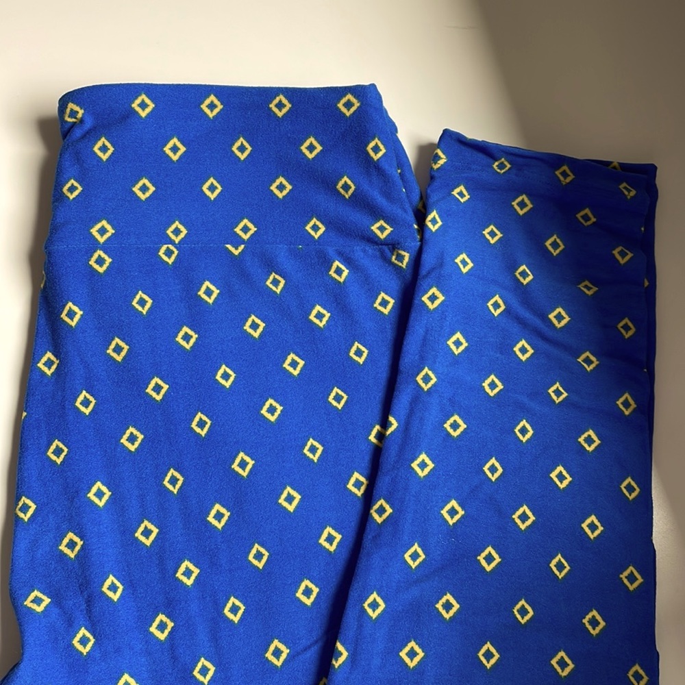 LuLaRoe leggings, OS, Blue with yellow